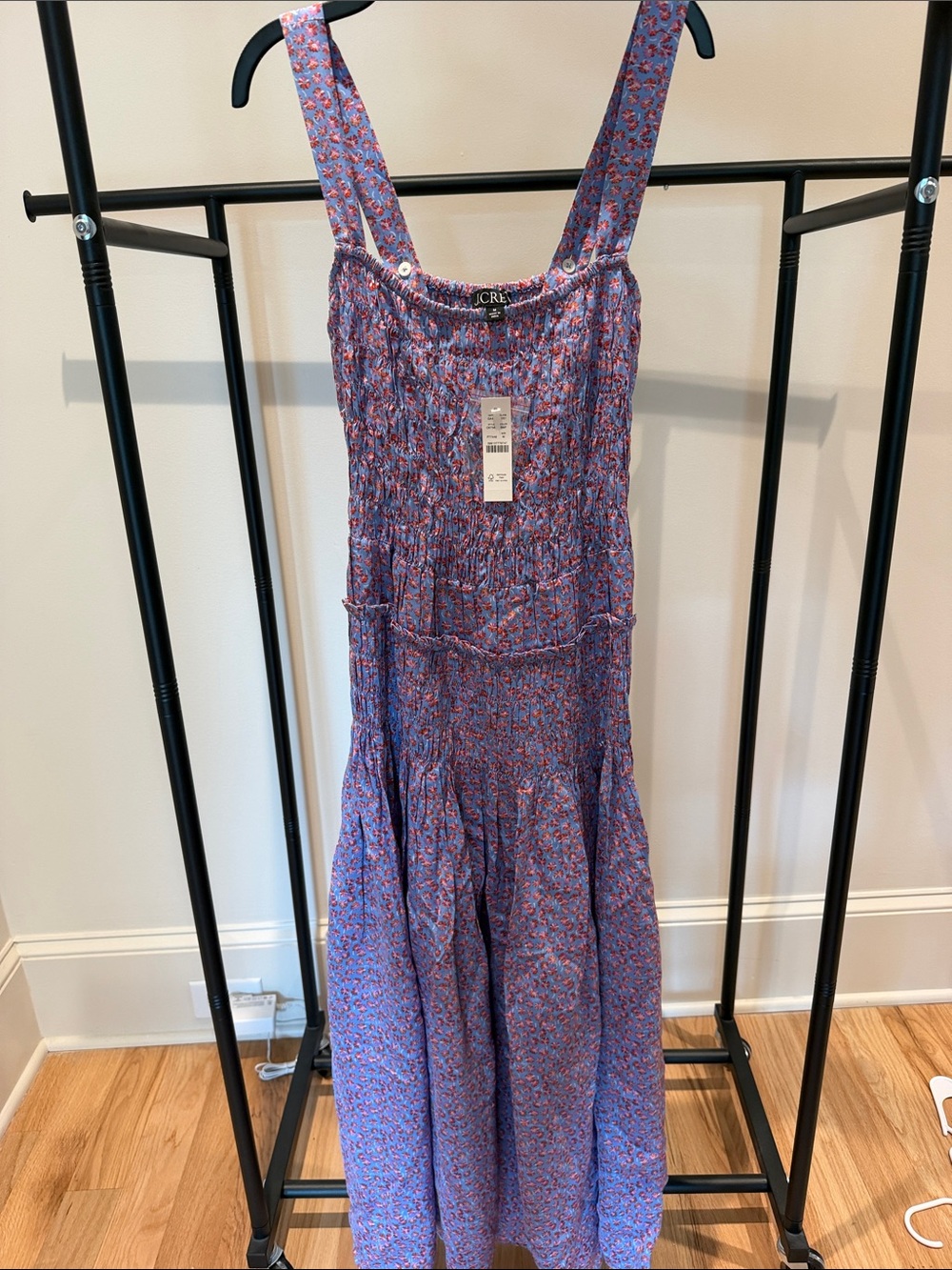 J. Crew Lavender Floral Smocked Maxi Dress